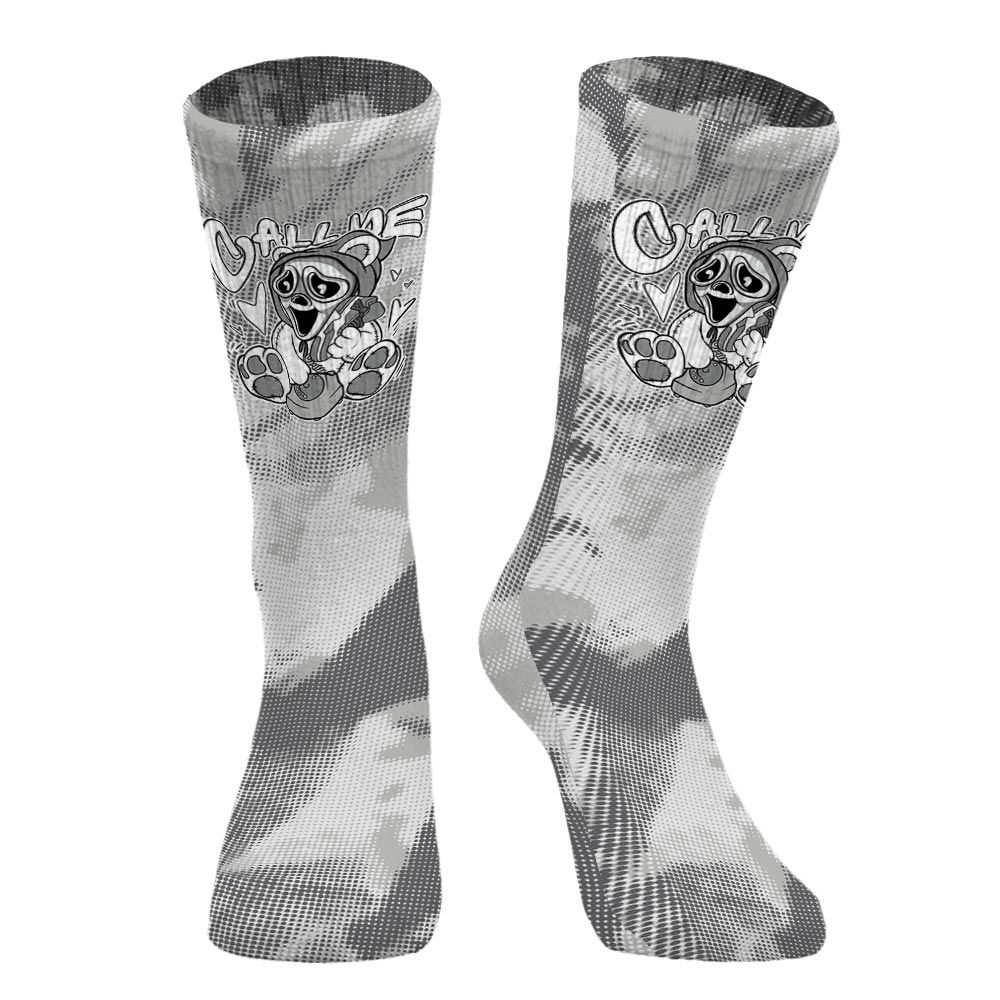 Sock To Match Retro Wet Cement 4s - Call Me Bear Halloween Abstract Halftone