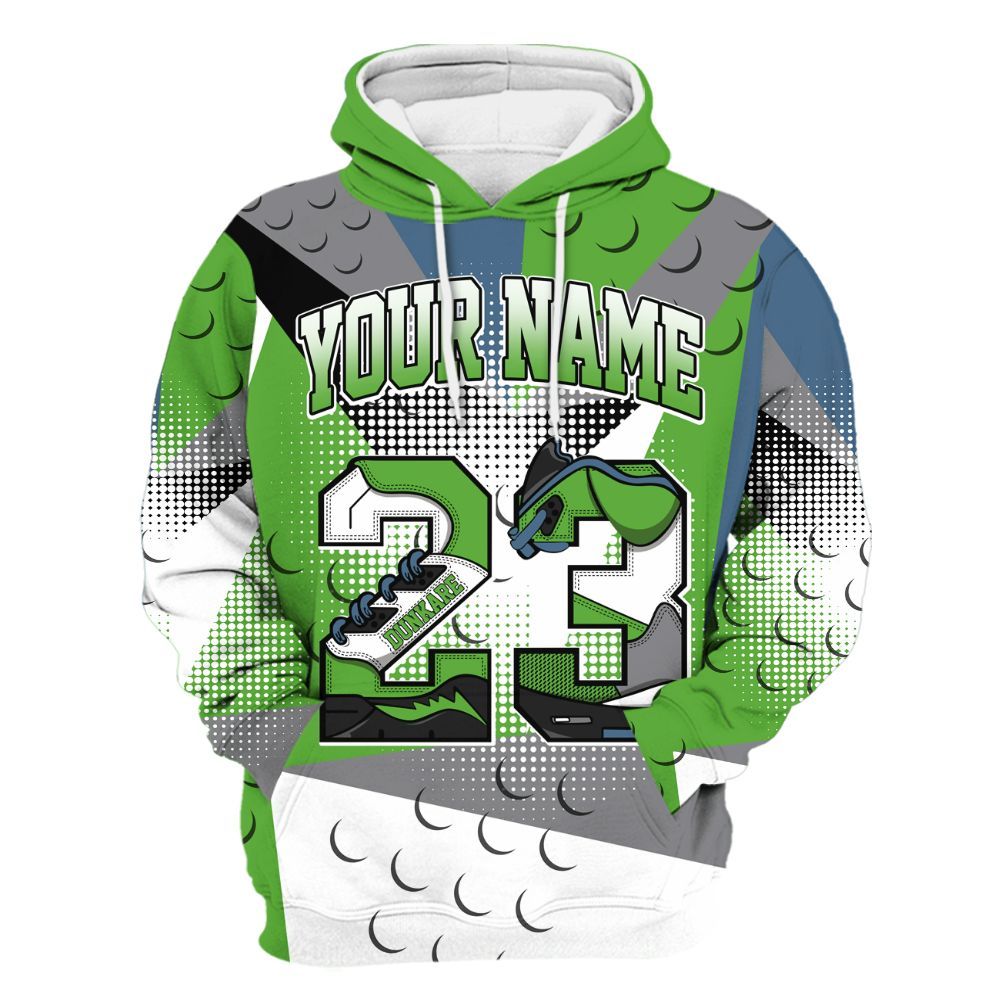 Hoodie To Match Retro Green Bean 5s - Poly Custom Name Number 23 5s All Over Print