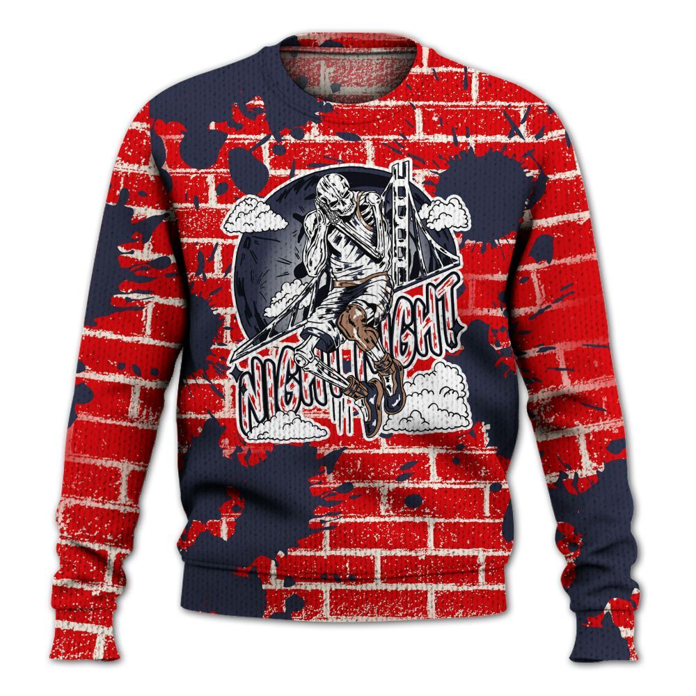 Knitted Sweater To Match Low OG Howard University 1s - Seeya Skeleton Brick