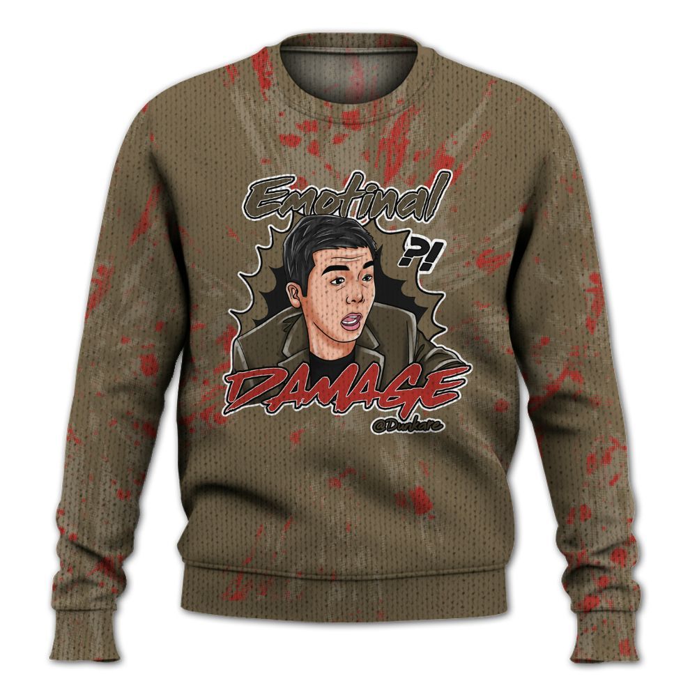 Knitted Sweater To Match Olive 9s - Damaged Meme Shirt Unisex Outfit
