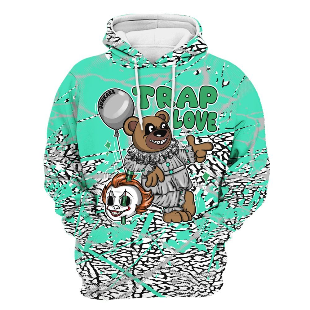 Hoodie To Match Black Green Glow 3s - Trap Loves Bear Profound All Over Print