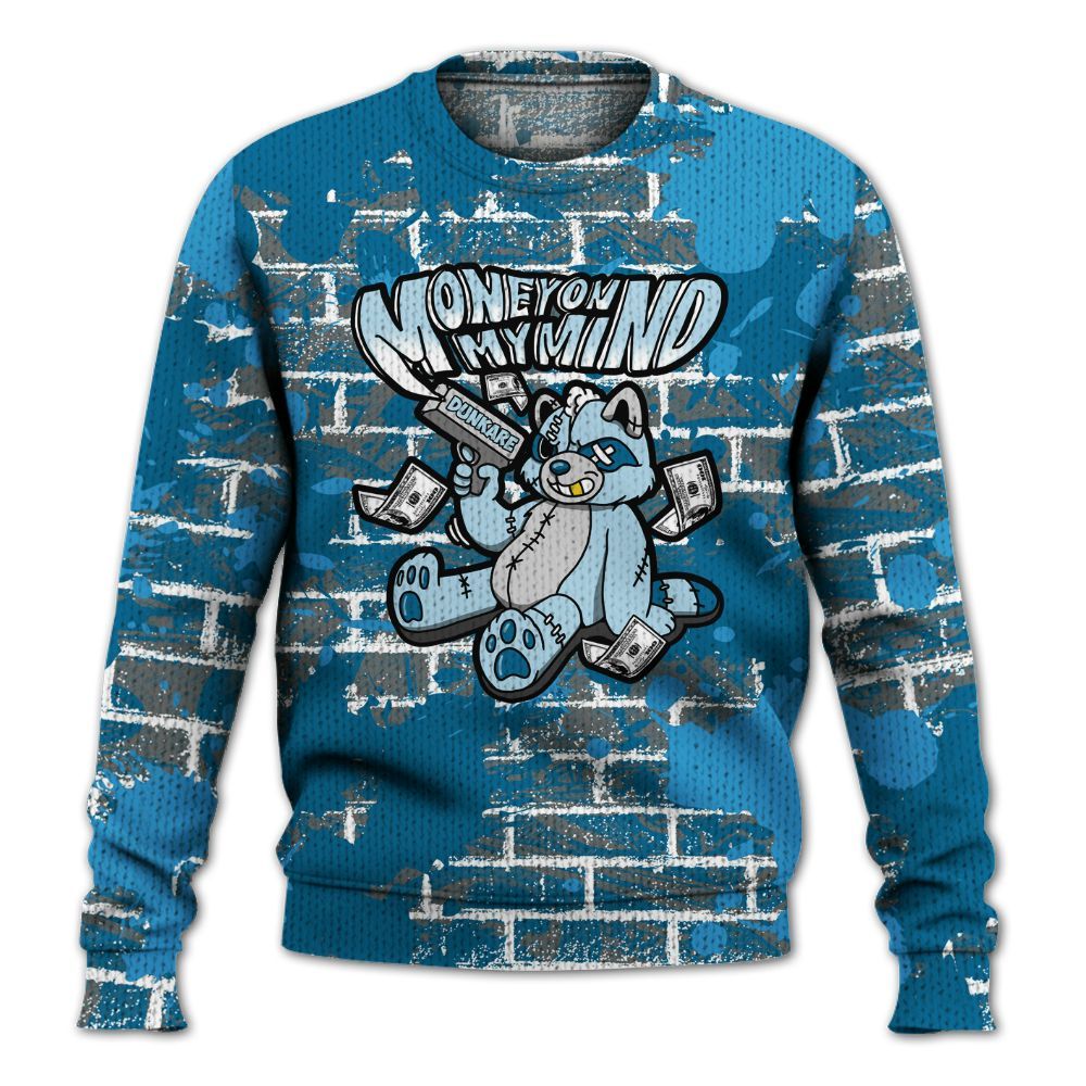 Knitted Sweater To Match Powder Blue 9s - Money On My Mind Raccoon Brick