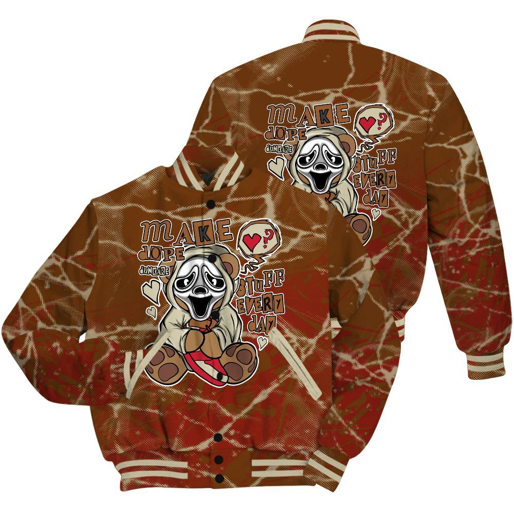Varsity Jacket To Match Archaeo Brown 5s Shirt - Make Dopes Bear Profound All Over Print