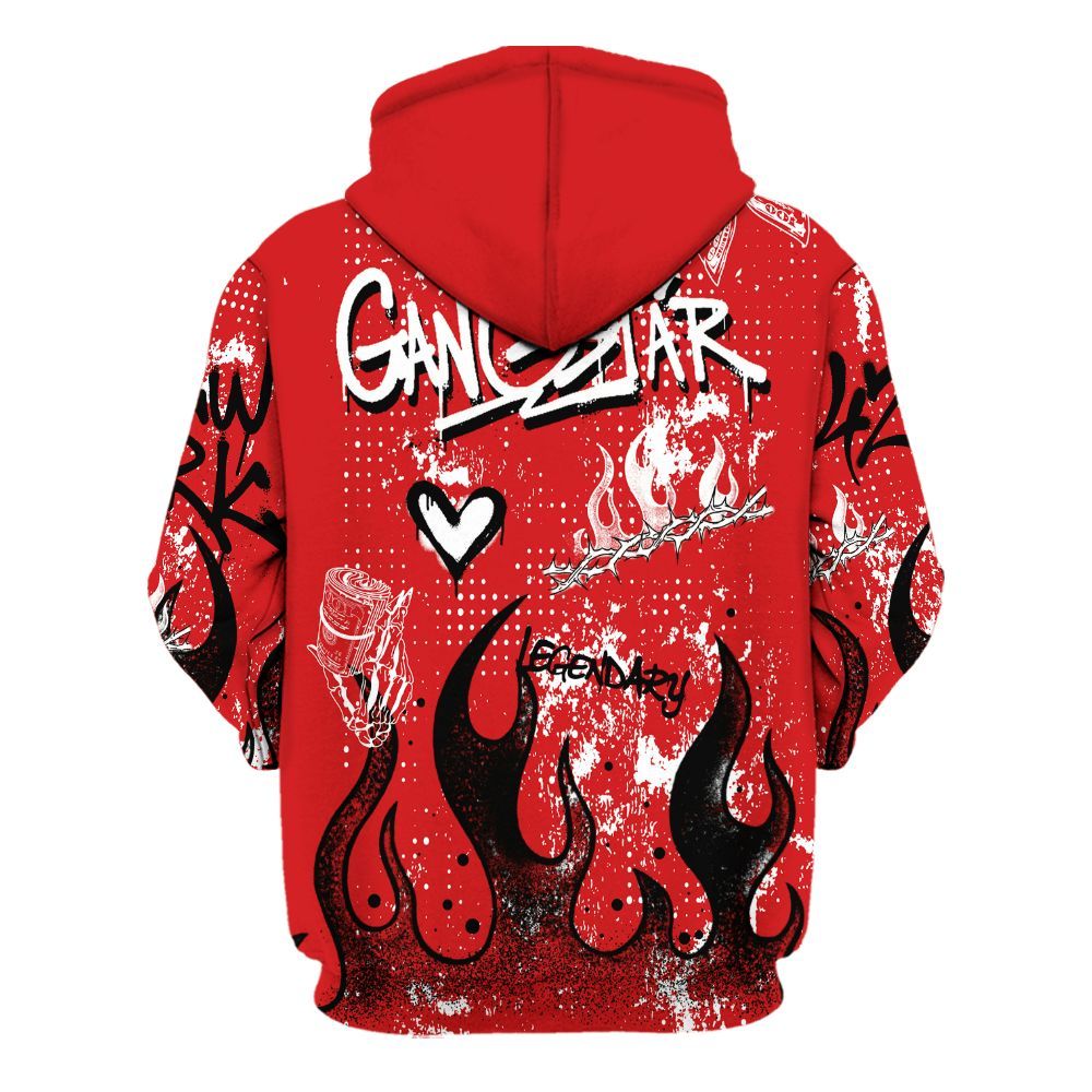 Hoodie To Match Low Bred 11s - Lucky Money Paid In Full Graffiti All Over Print