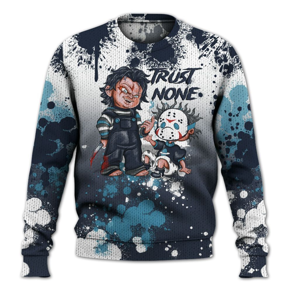 Knitted Sweater To Match Retro Obsidian 13s - Trust No One Scary