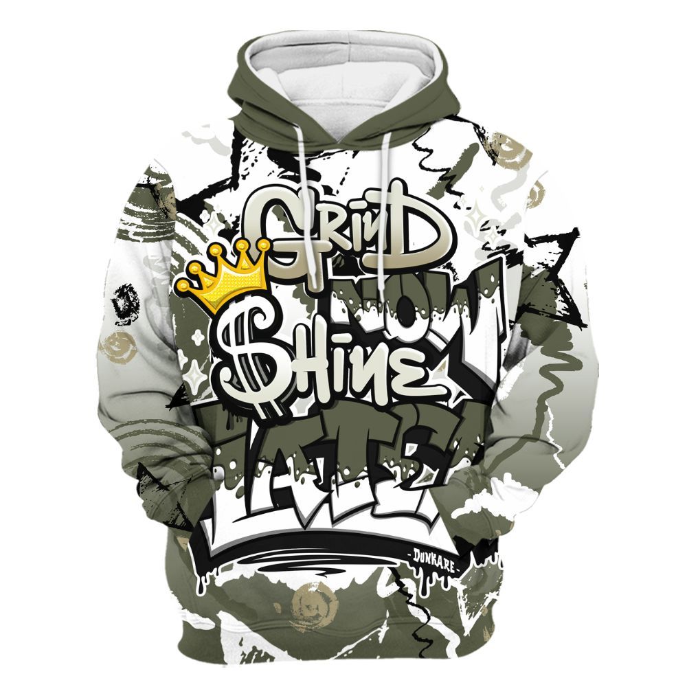 Hoodie To Match Low OG Medium Olive 1s - Grind Shine Later Drip All Over Print