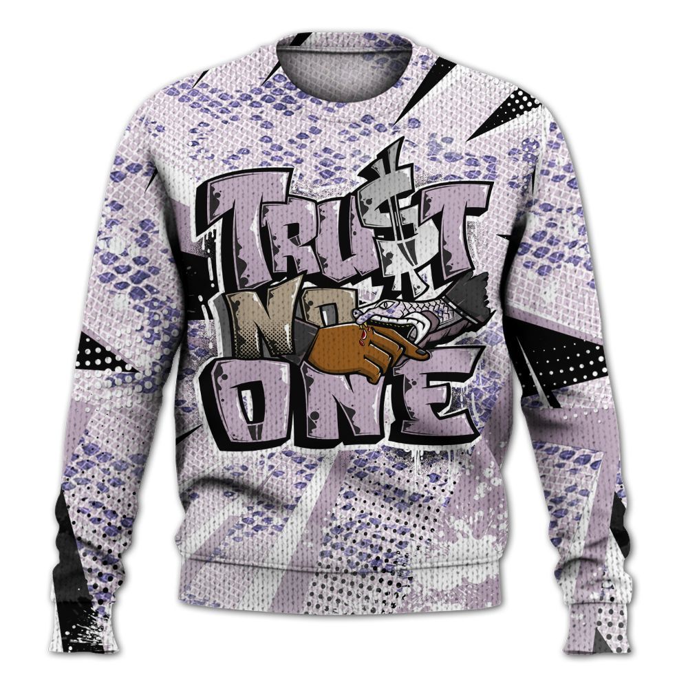 Knitted Sweater To Match Air Force 1 Low Purple Snake - Poly Trust No One Dripping