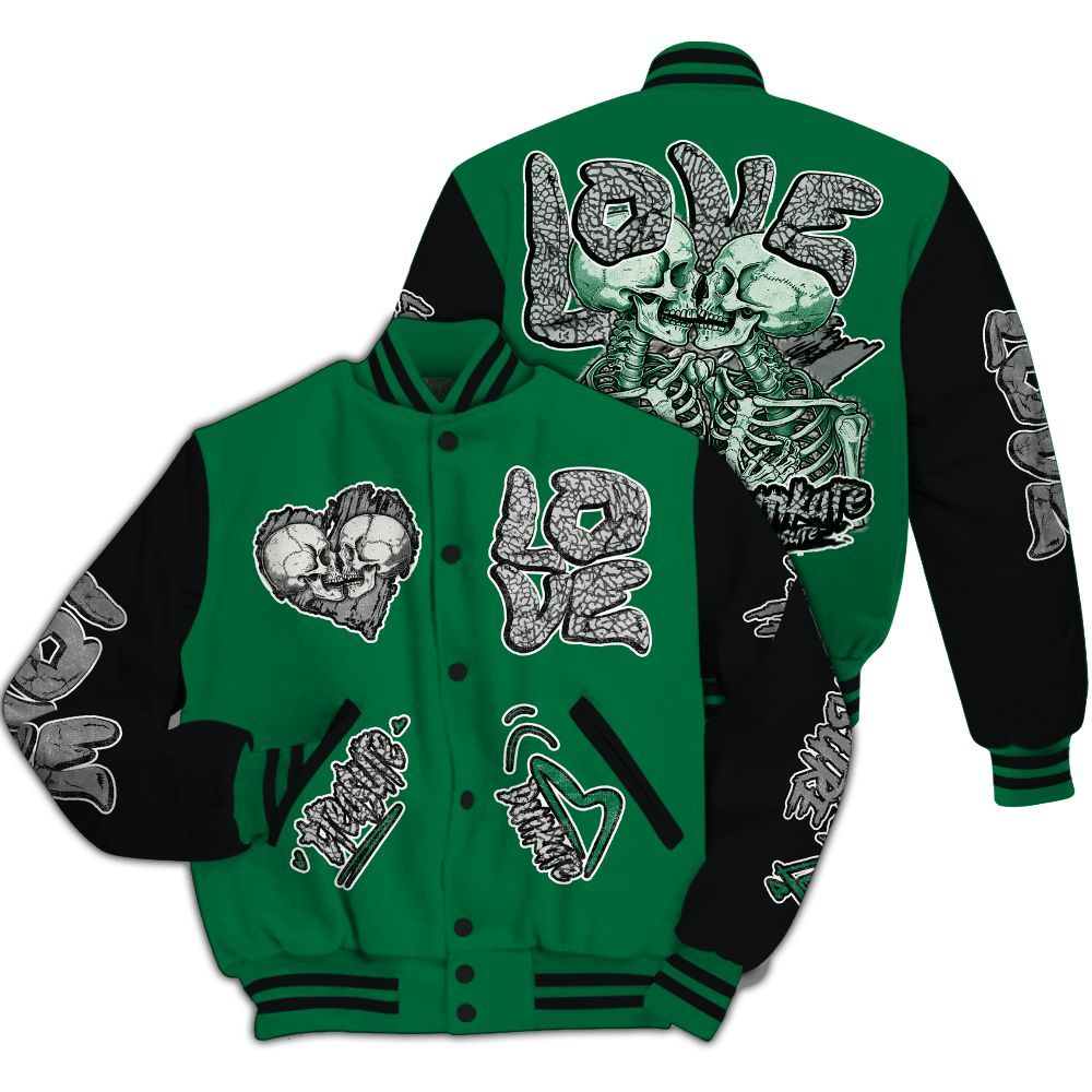 Varsity Jacket To Match Pine Green 3s - Skull Bear All Over Print