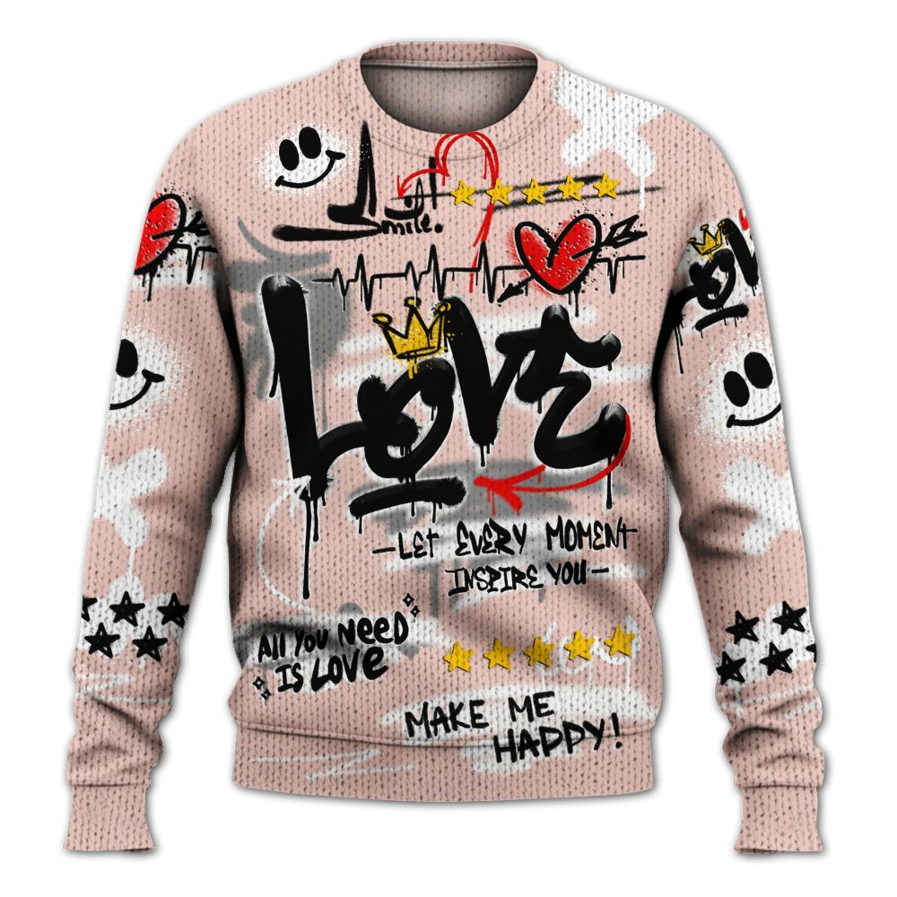 Knitted Sweater To Match Low Legend Pink 11s - Happy Love Beats Graffiti Streetwear