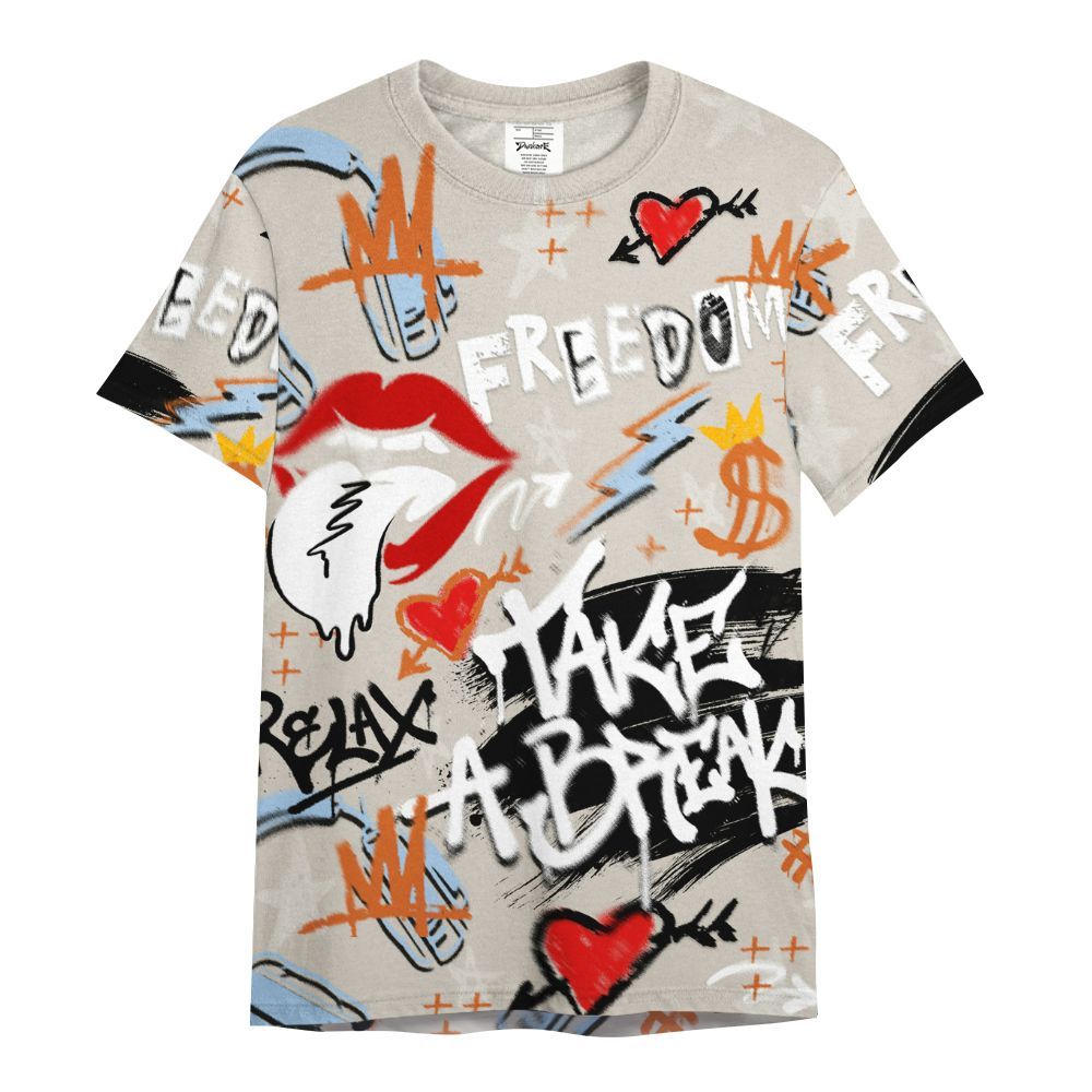 Shirt To Match SE Craft 5s - Take Break Freedom Graffiti Streetwear All Over Print
