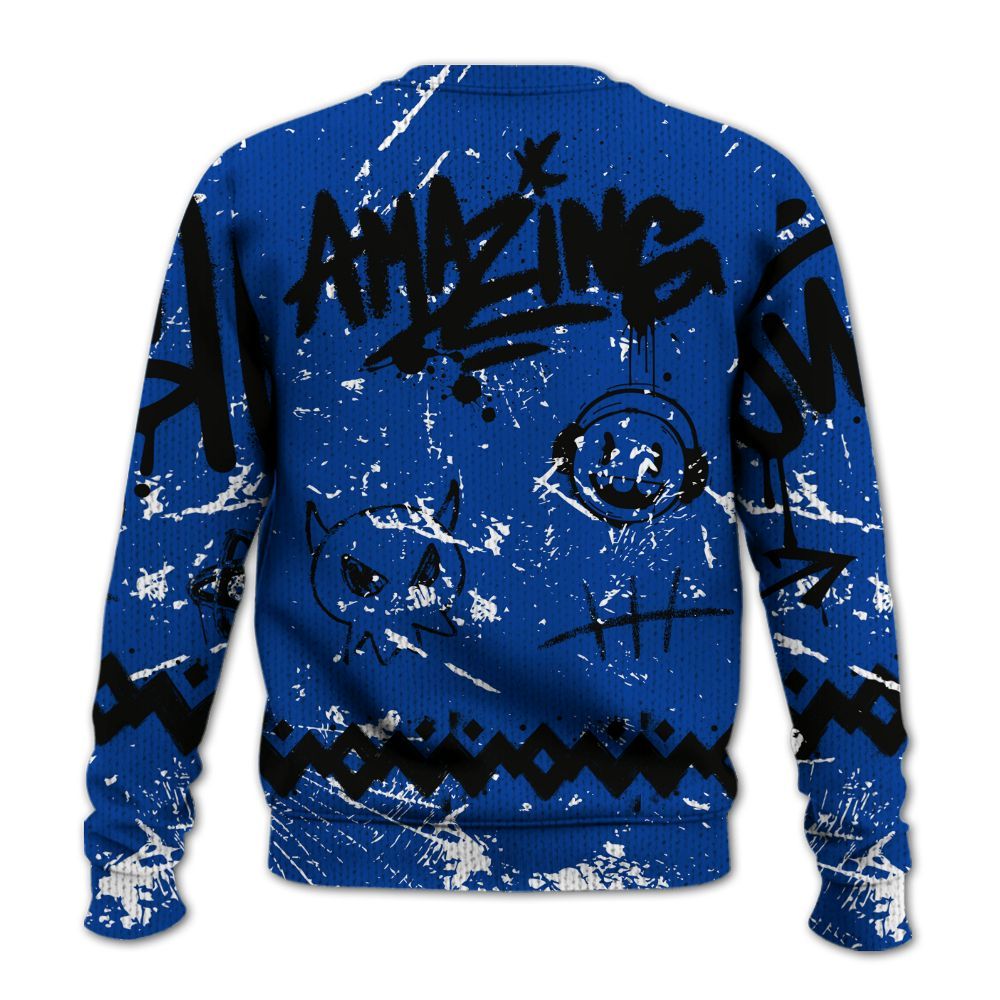 Knitted Sweater To Match Hyper Royal 12s - Friday Sneaker Crayon