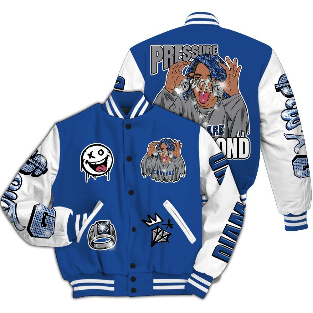 Varsity Jacket To Match High OG True Blue 1s - Pressures Makes Varsity Jacket To Match All Over Print