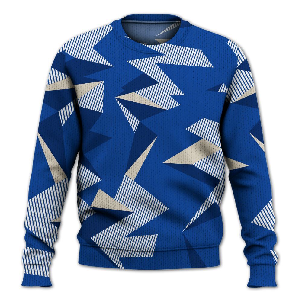 Knitted Sweater To Match Low Game Royal 1s - Geometric Camouflage Pattern