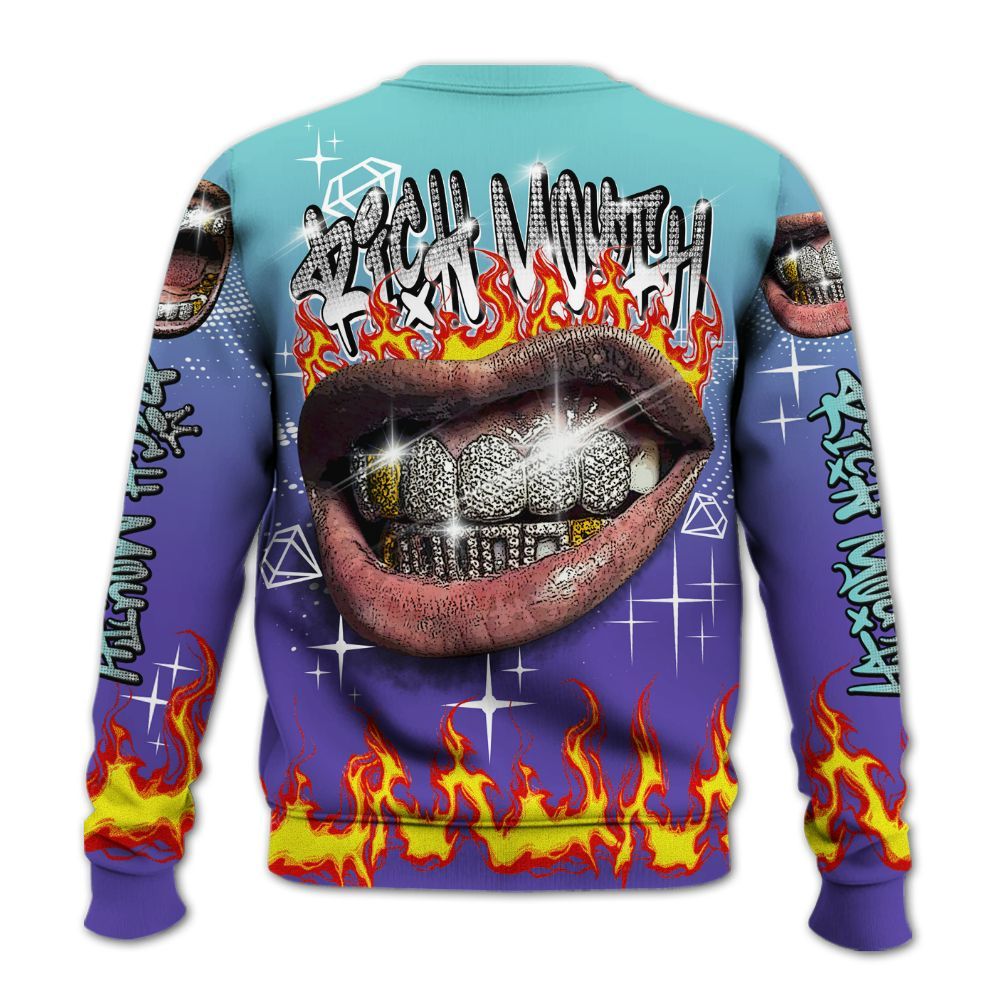 Sweatshirt To Match Low Hornets 1s - Rich Mouth Fire Rap Retro 90s All Over Print