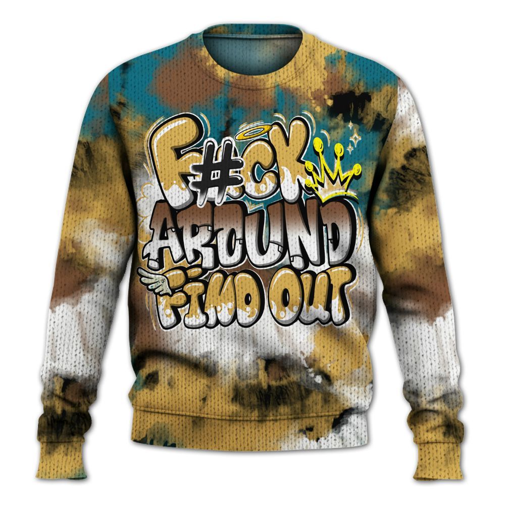 Knitted Sweater To Match Retro Cacao Wow 4s - Tie Dye FK Around Find Out