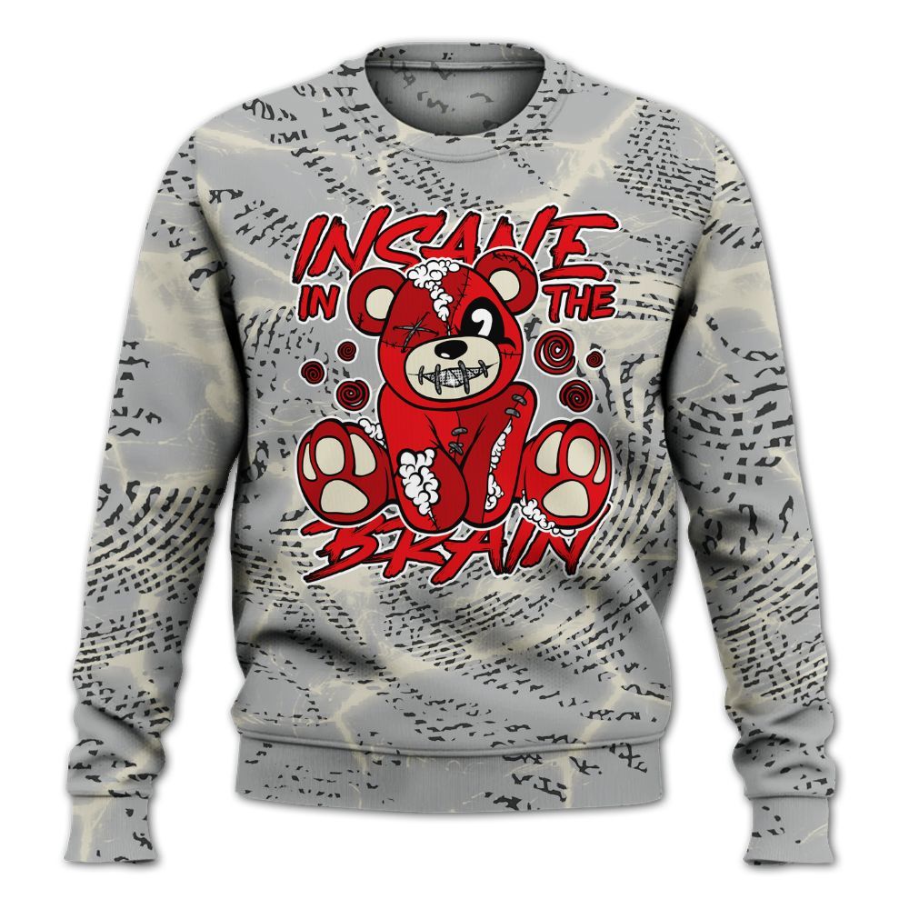 Sweatshirt To Match Cement Grey 3s - Insanes Bear Fume All Over Print