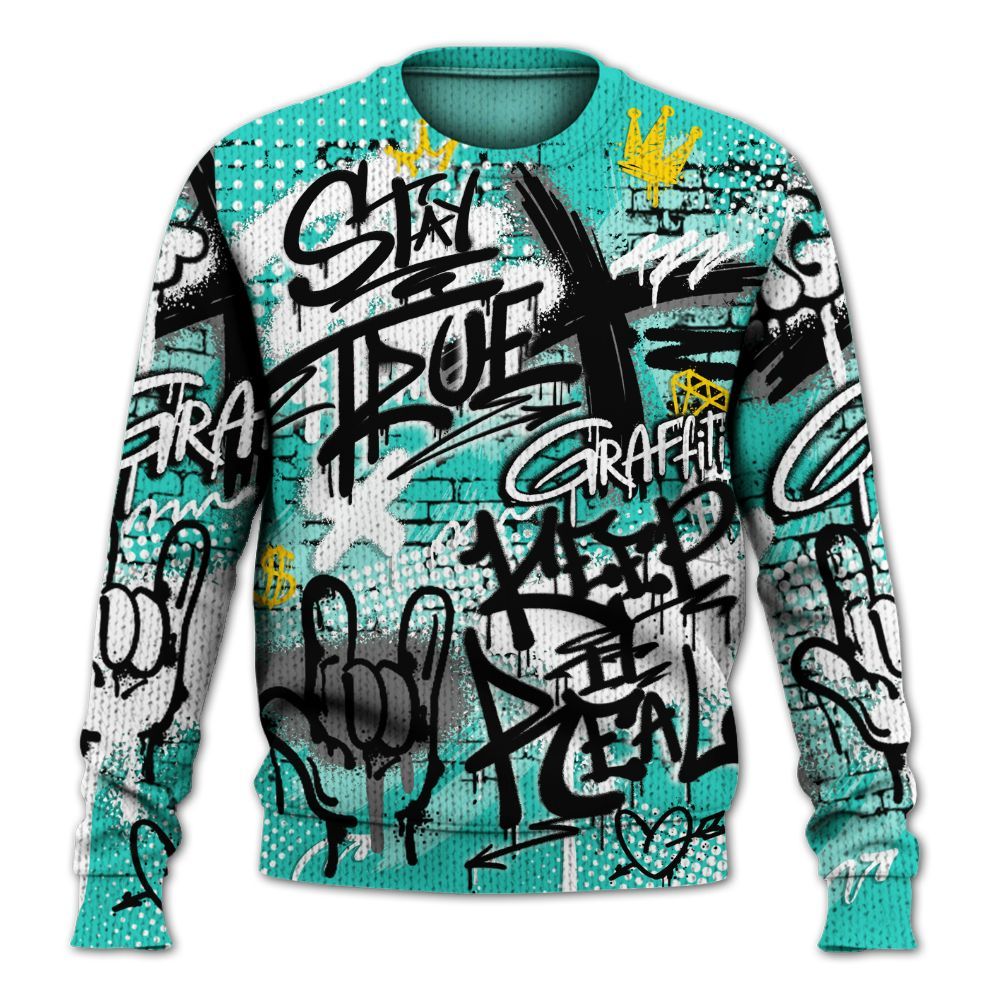 Knitted Sweater To Match Dunk Low Clear Jade - True It Real Graffiti Streetwear