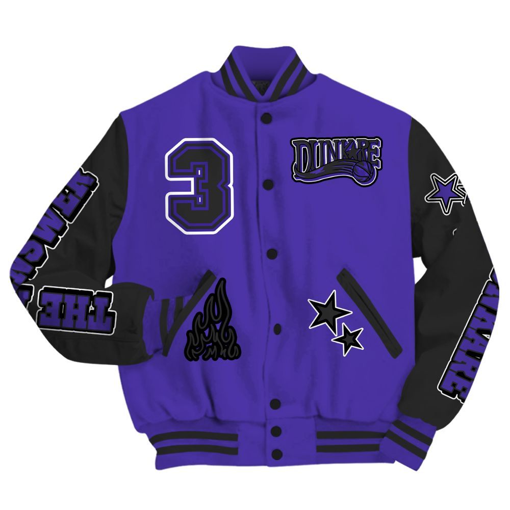 Varsity Jacket To Match Field Purple 12s - Allen Answer Skeleton All Over Print