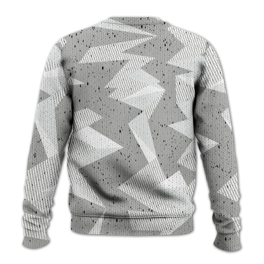 Knitted Sweater To Match Retro White Oreo 4s - Geometric Camouflage Pattern