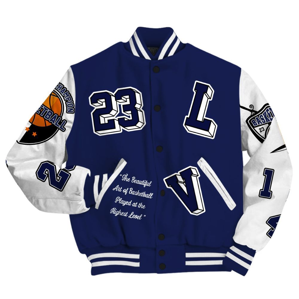 Varsity Jacket To Match Midnight Navy 11s - The GOAT Got Em Streetwear All Over Print