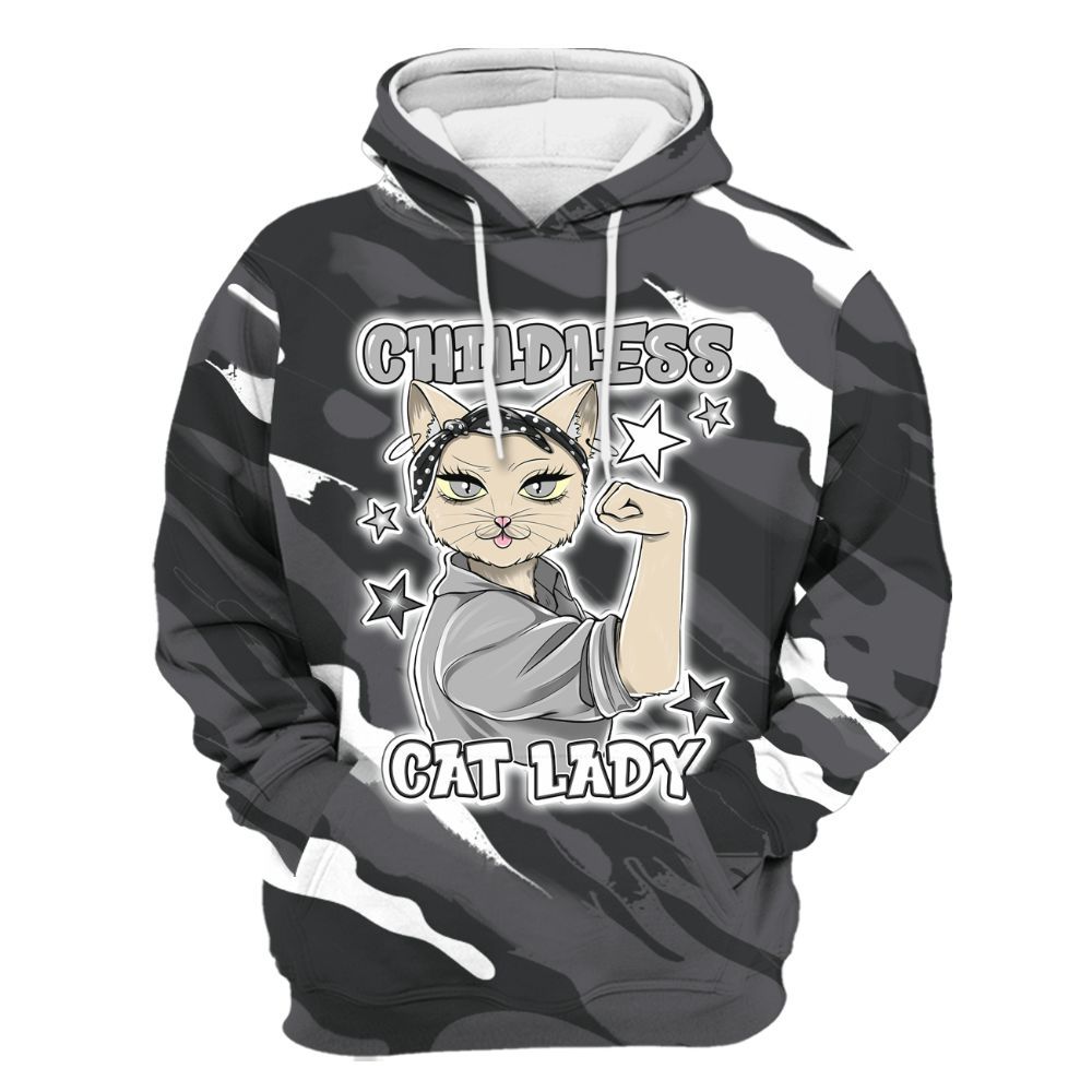 Hoodie To Match White Thunder 4s - Childless Kat Lady All Over Print