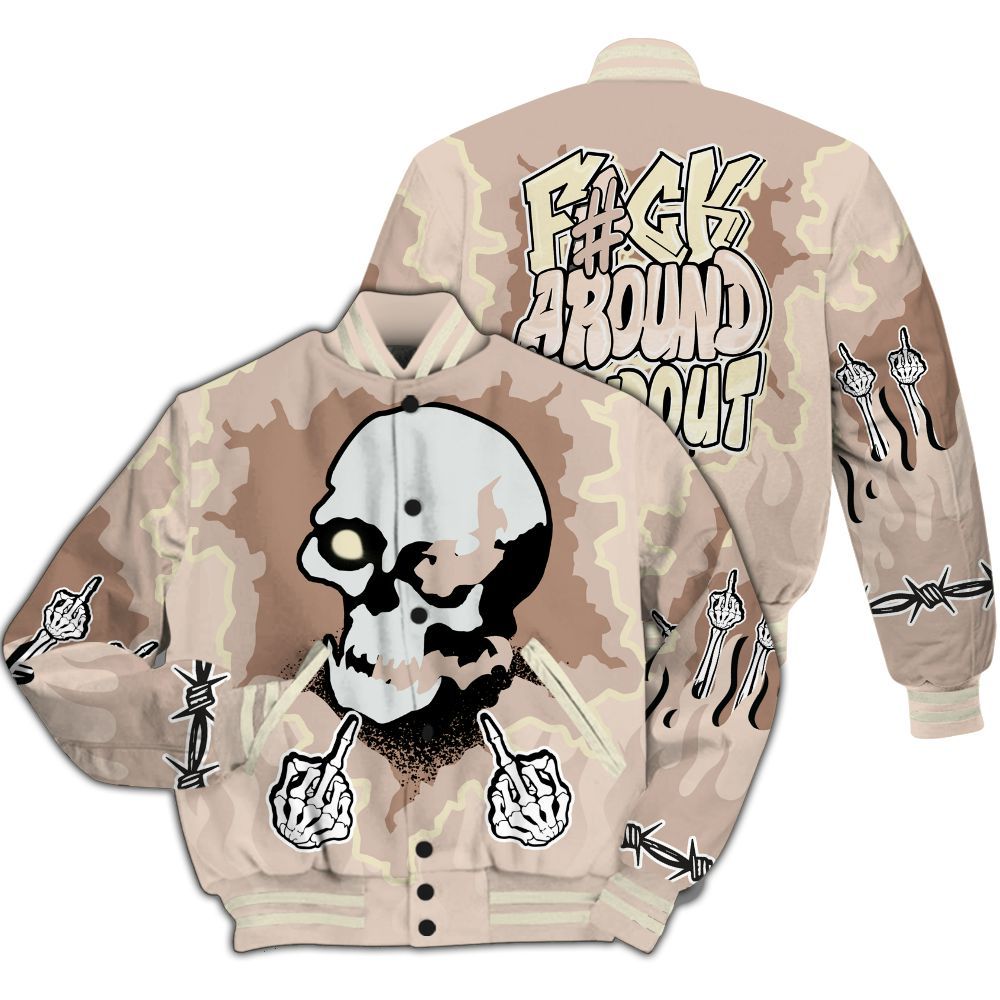 Varsity Jacket To Match A Ma Maniere X Fossil Stone 4s - F Around Find Out Graphic Trapped All Over Print