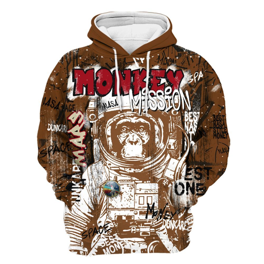 Hoodie To Match Archaeo Brown 5s - Monkey Misson Space All Over Print