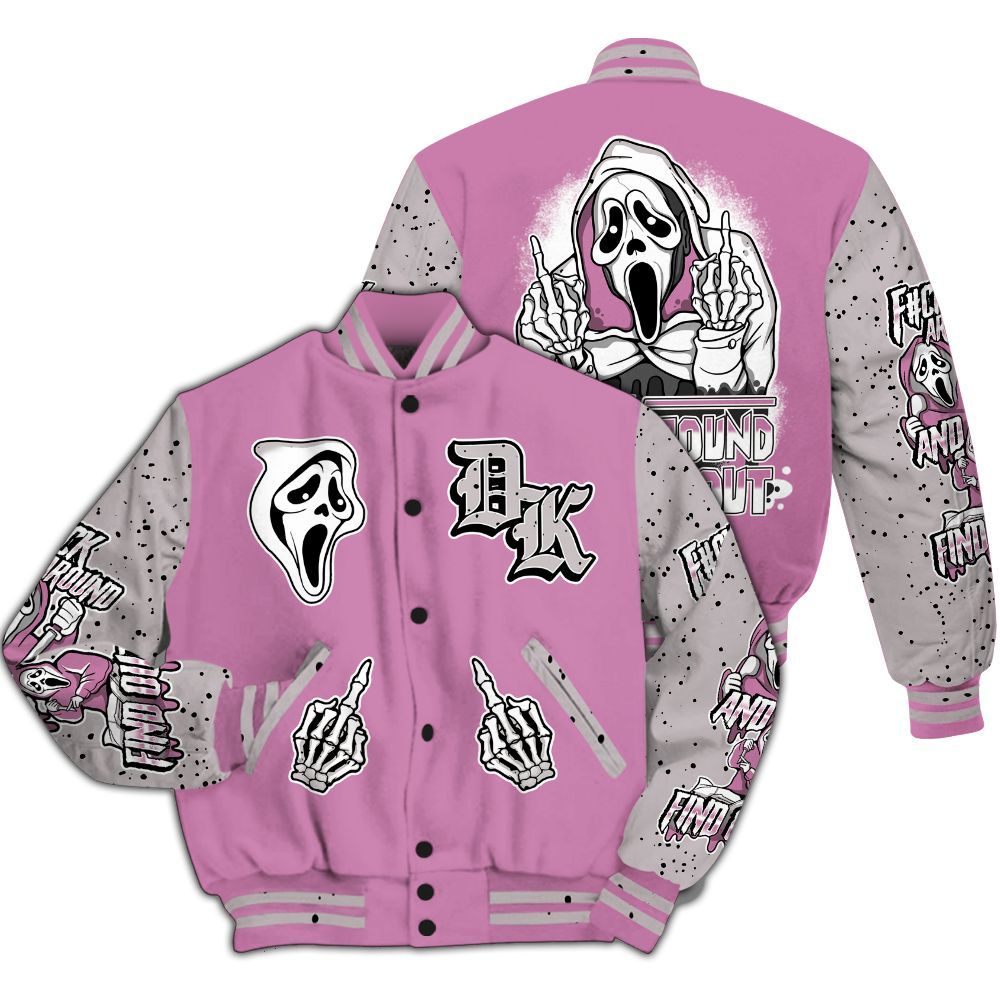 Varsity Jacket To Match Neutral Grey Black White Orchid 4s - F#CK And Find Out Graphic All Over Print