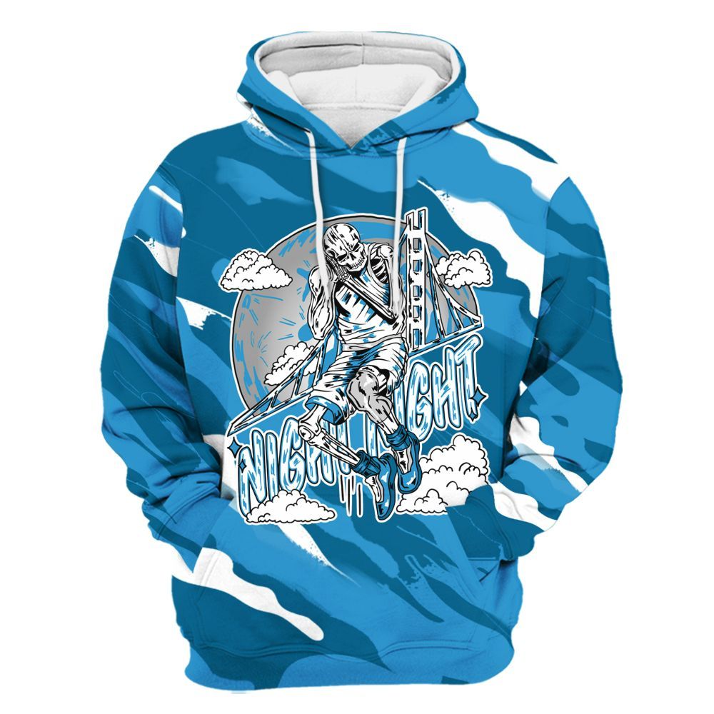 Hoodie To Match Powder Blue 9s - Seeya Skeleton Colored All Over Print