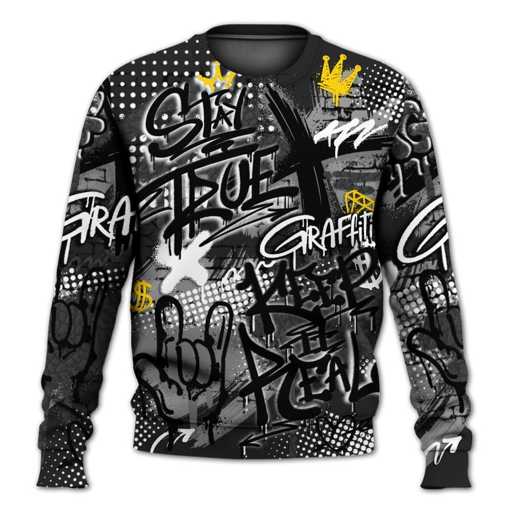Sweatshirt To Match Black Cat 3s - True It Real Graffiti Streetwear All Over Print