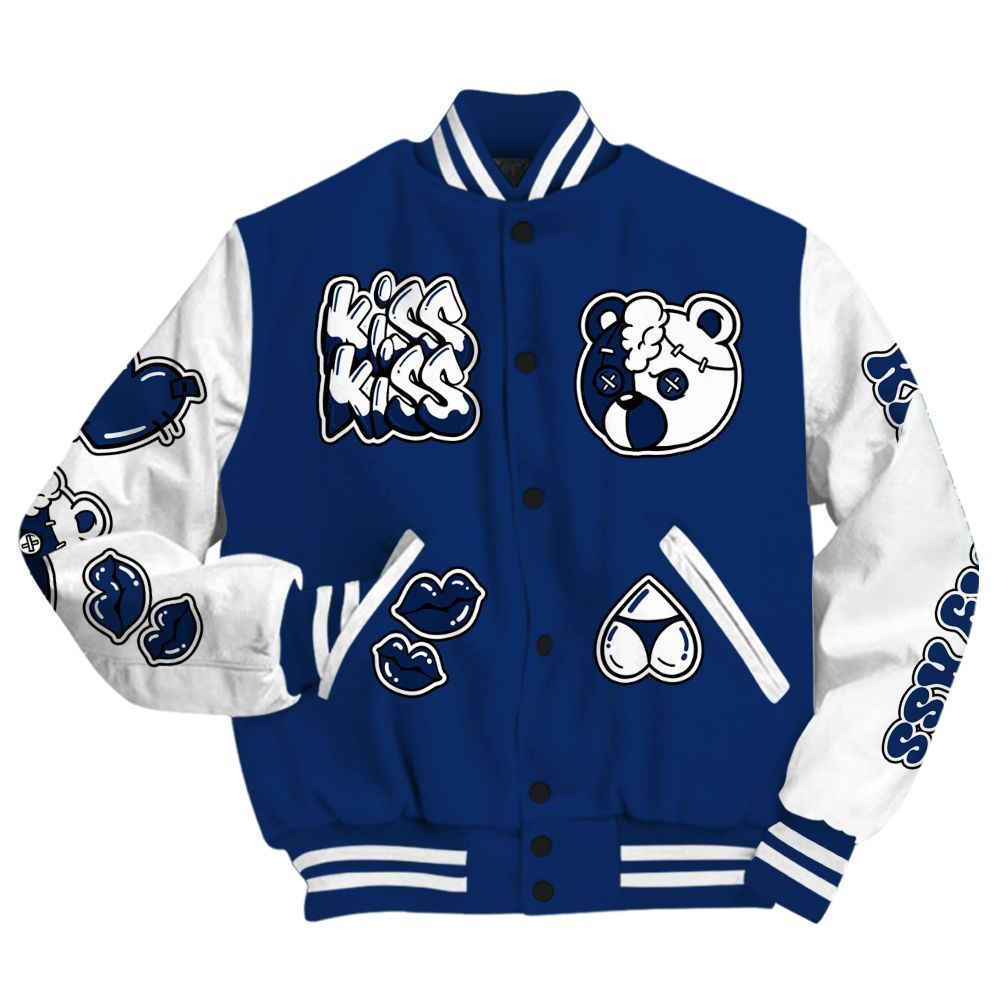 Varsity Jacket To Match High OG Deep Royal Blue 1s - Kiss My Hugz All Over Print