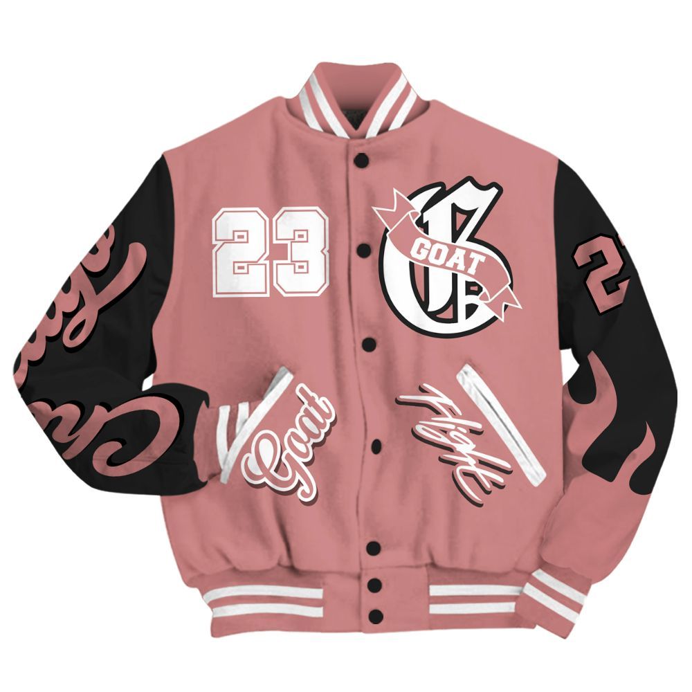 Varsity Jacket To Match Low OG Rust Pink 1s - The G.O.A.T Flight Streetwear All Over Print