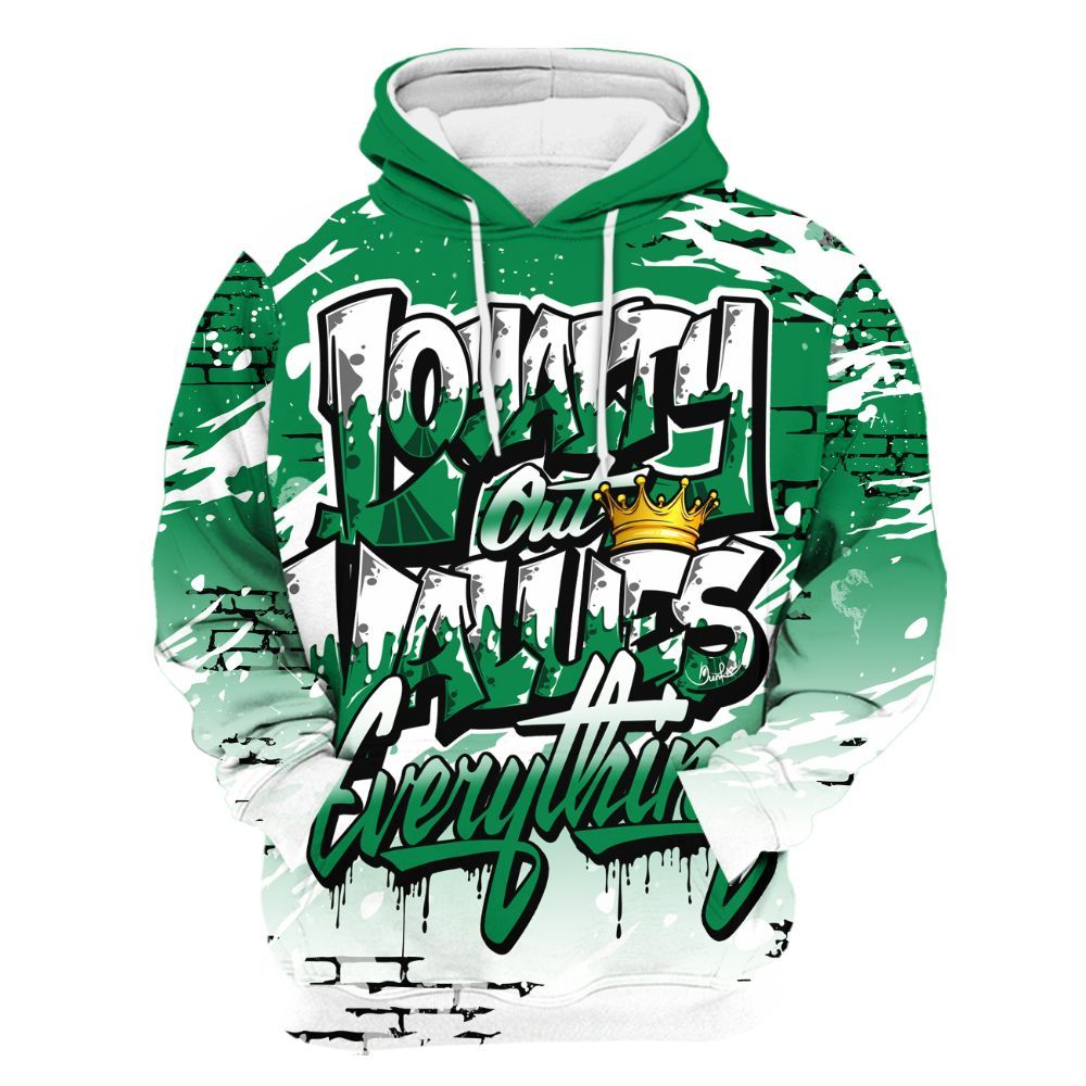 Hoodie To Match Mid Lucky Green 1s - Values Of Loyalty Drip All Over Print