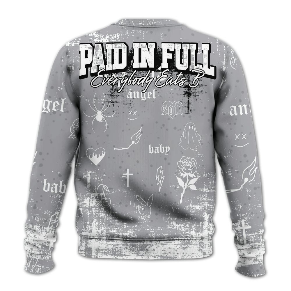 Sweatshirt To Match White Cement 4s - Paid In Full Money All Over Print