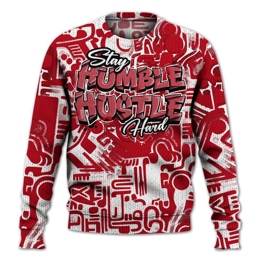 Knitted Sweater To Match Bred Velvet 11s - Humble Hustle Doodle Retro