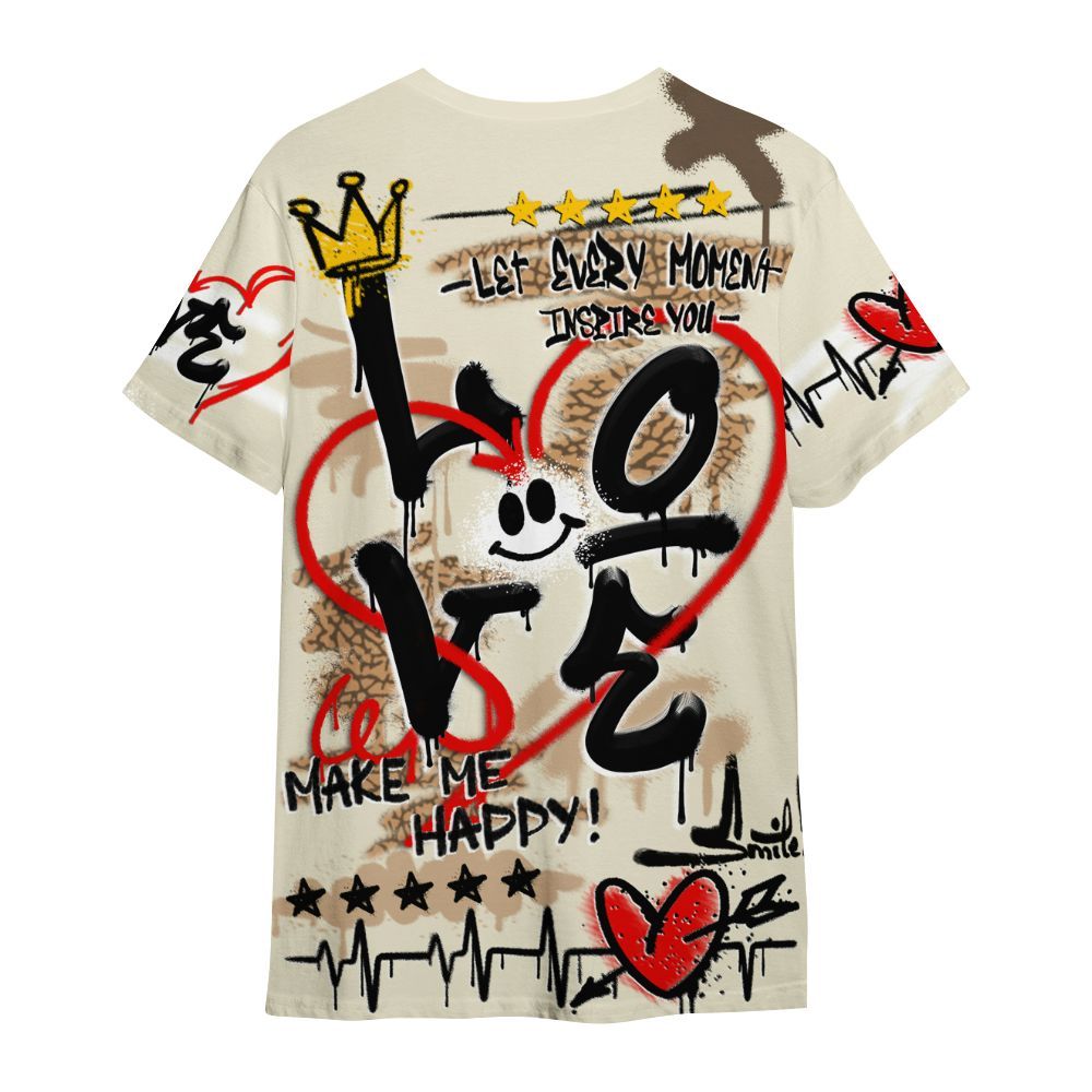 Shirt To Match Orewood Brown 3s - Happy Love Beats Graffiti Streetwear All Over Print