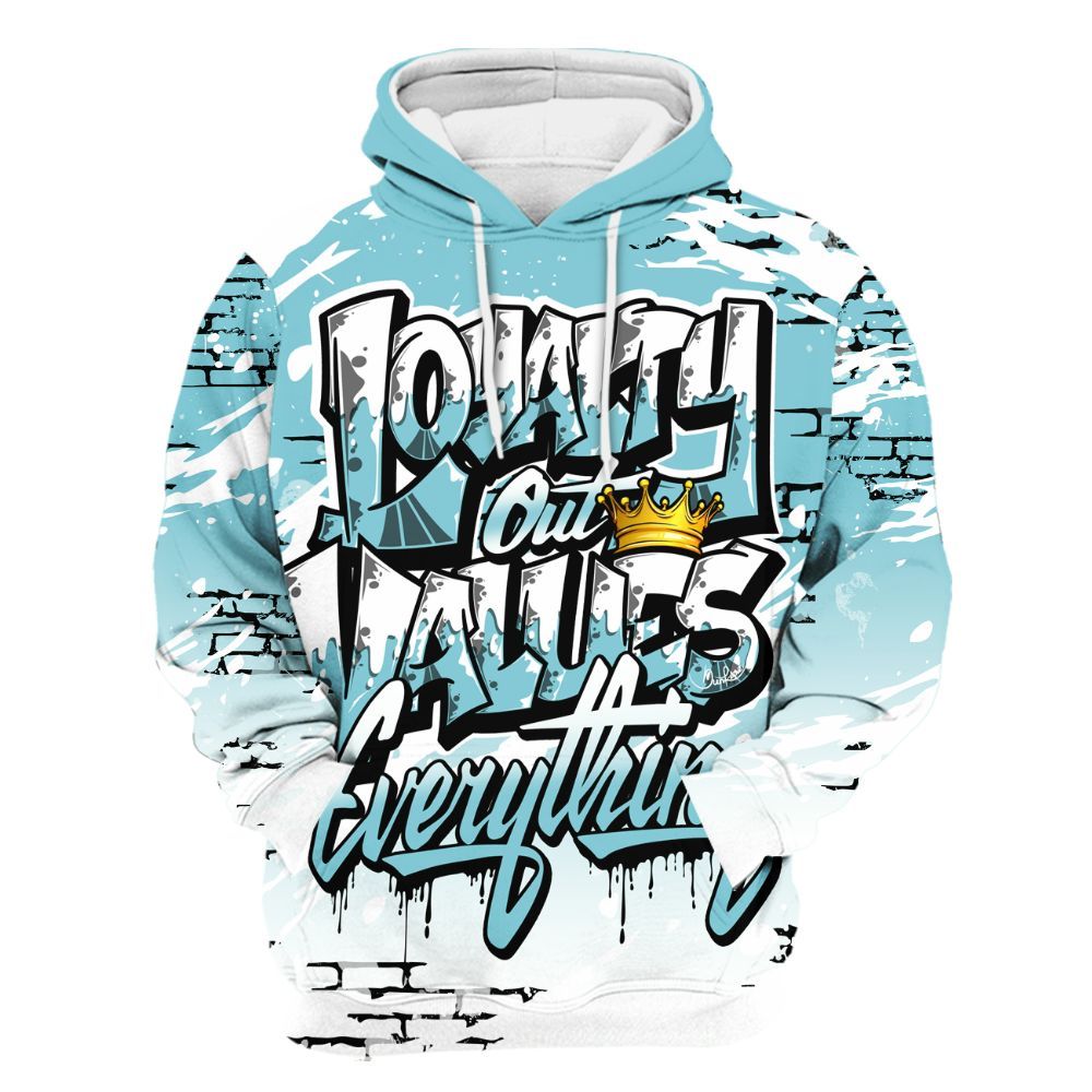 Hoodie To Match Low Legend Blue 11s - Values Of Loyalty Drip All Over Print