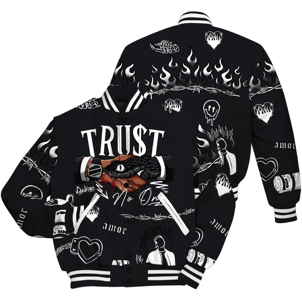 Varsity Jacket To Match White Thunder 4s - Snake Trust No One All Over Print