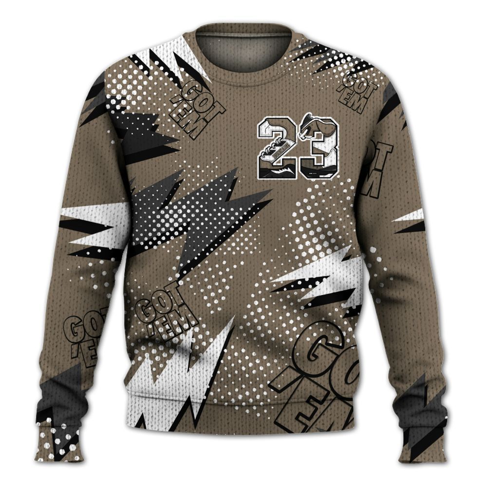 Knitted Sweater To Match Low OG Dark Mocha 1s - Custom Name Number 23 5s