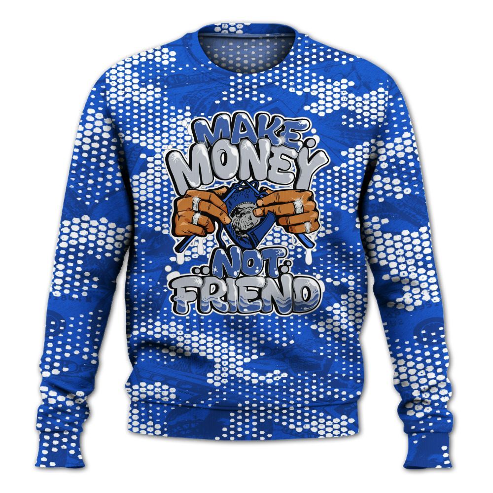 Sweatshirt To Match Air Foamposite One Royal - Make Moneys Not Friend Graphic Banknotes All Over Print