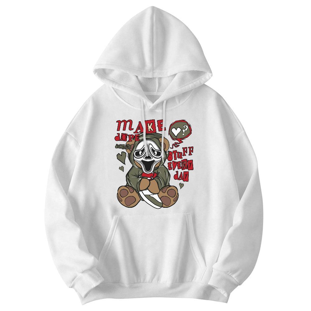 Sweatshirt To Match Travis Scott Low OG Medium Olive 1s - Make Dopes Bear Graphic