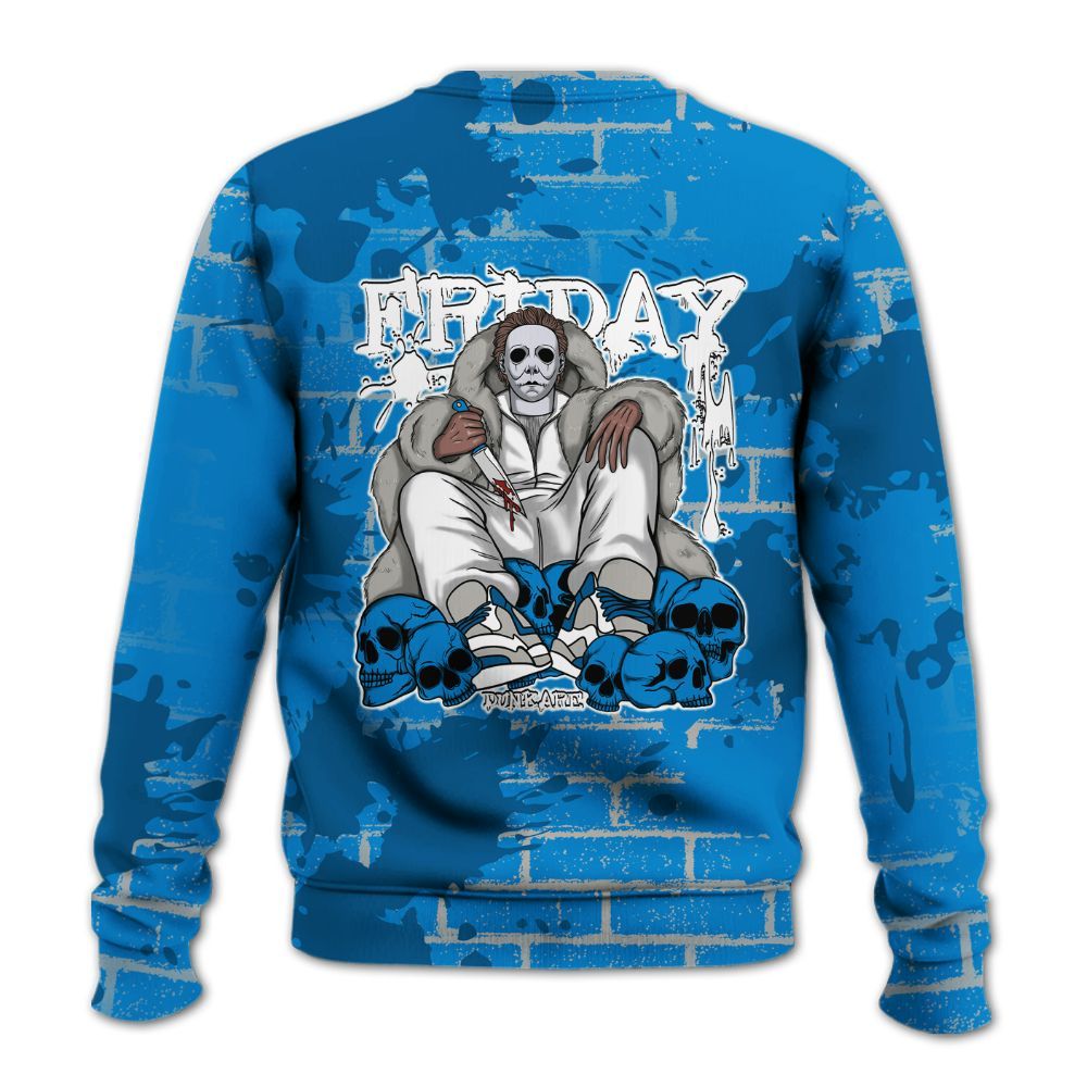Sweatshirt To Match Military Blue 4s - Friday Brick All Over Print