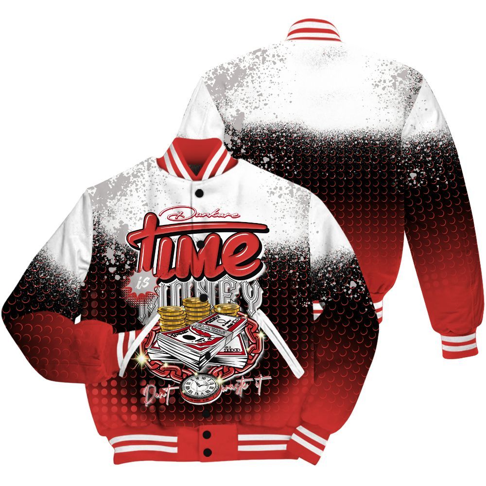 Varsity Jacket To Match Scoot Zeros ODD City Shirt, Halftone Time Is Money All Over Print