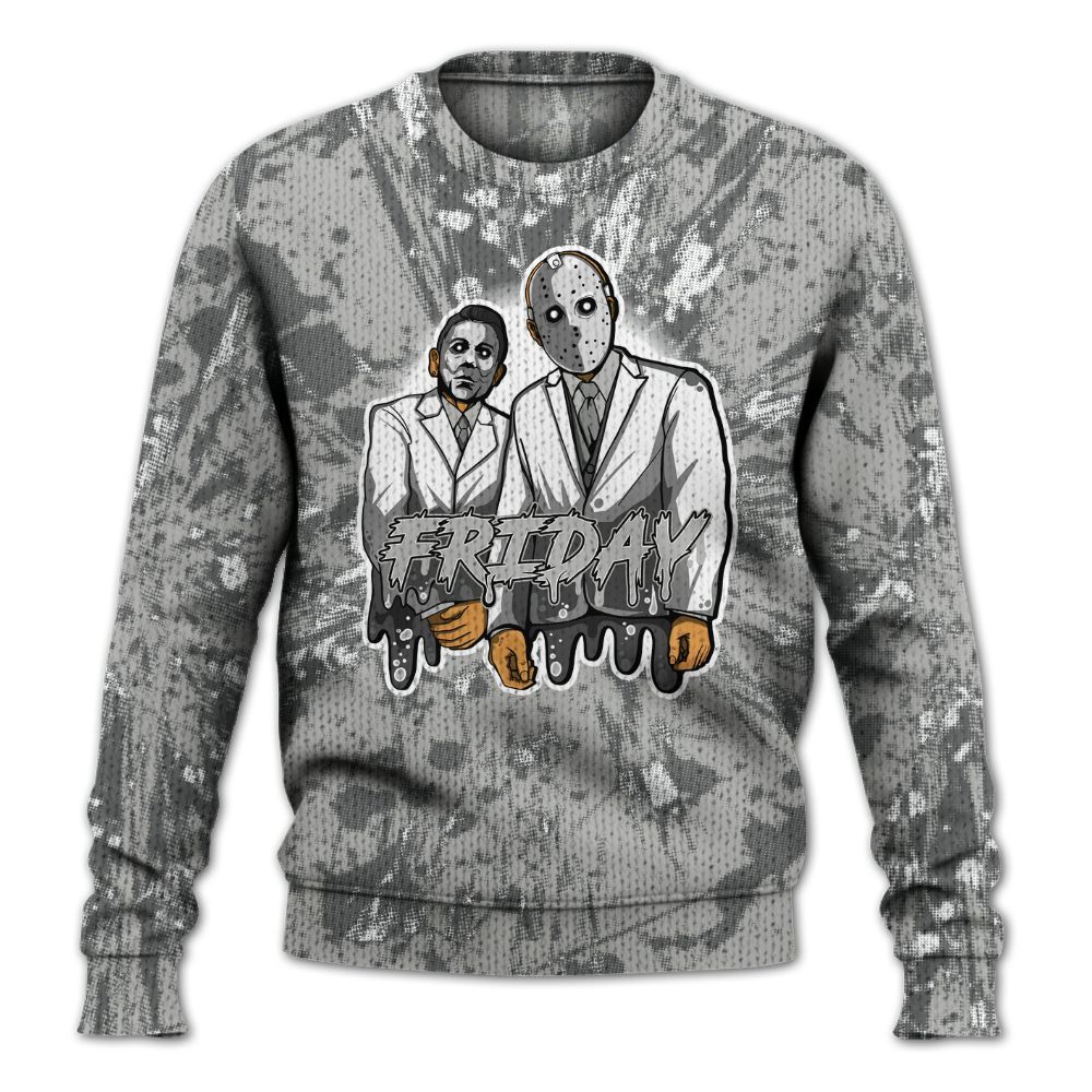 Knitted Sweater To Match Retro Wet Cement 4s - Friday Halloween Graphic Luxury