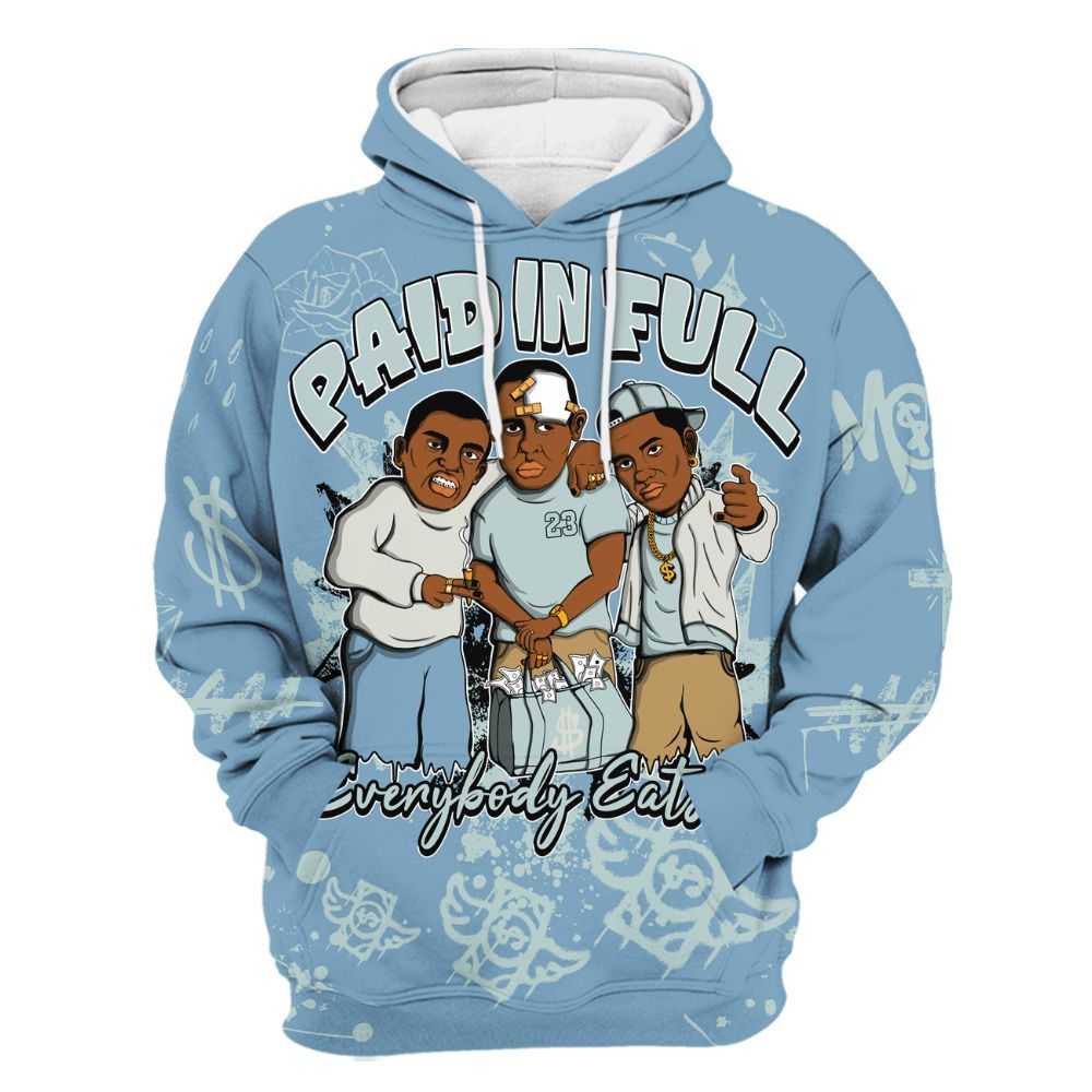 Hoodie To Match Denim Worn Blue 2025 4s - Everybody Paid In Full Crayon All Over Print