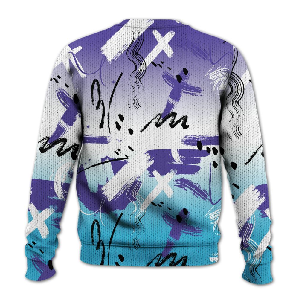 Knitted Sweater To Match Retro Aqua 6s - Money Hustle Grind Pray