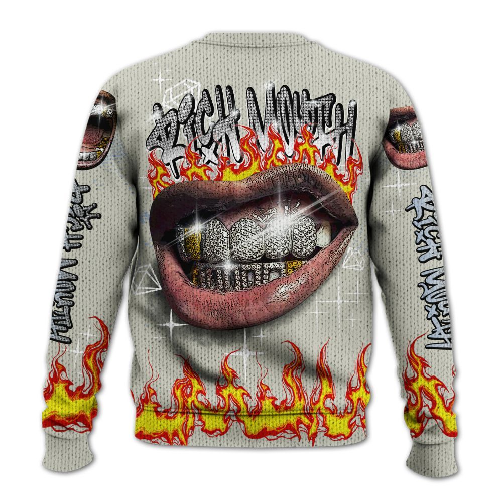 Knitted Sweater To Match Low OG Wolf Grey 1s - Rich Mouth Fire Rap Retro 90s