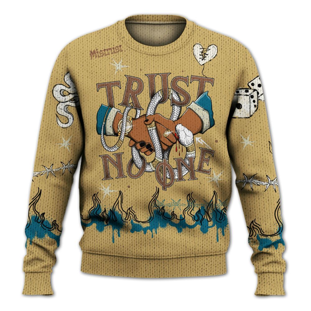 Knitted Sweater To Match Retro Cacao Wow 4s - Trust No One Snake-Bite Doodle Crayon