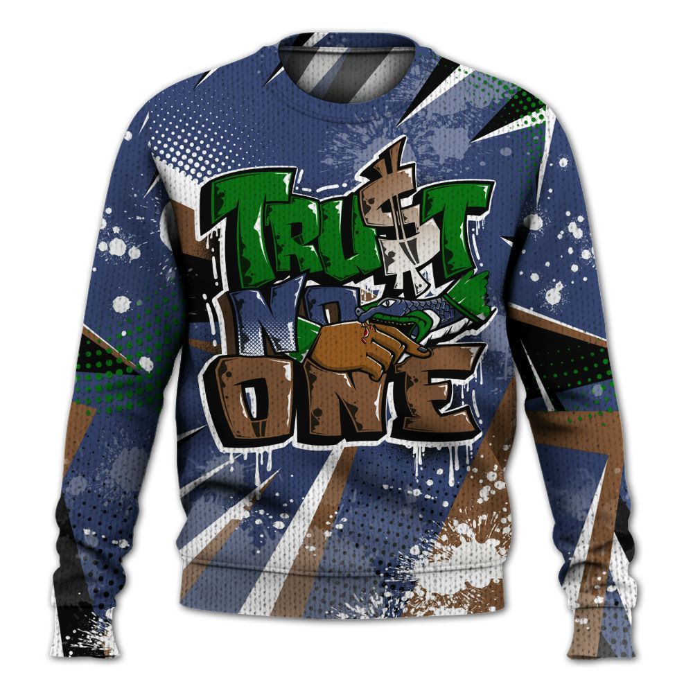 Knitted Sweater To Match Midnight Navy 13s - Poly Trust No One Dripping