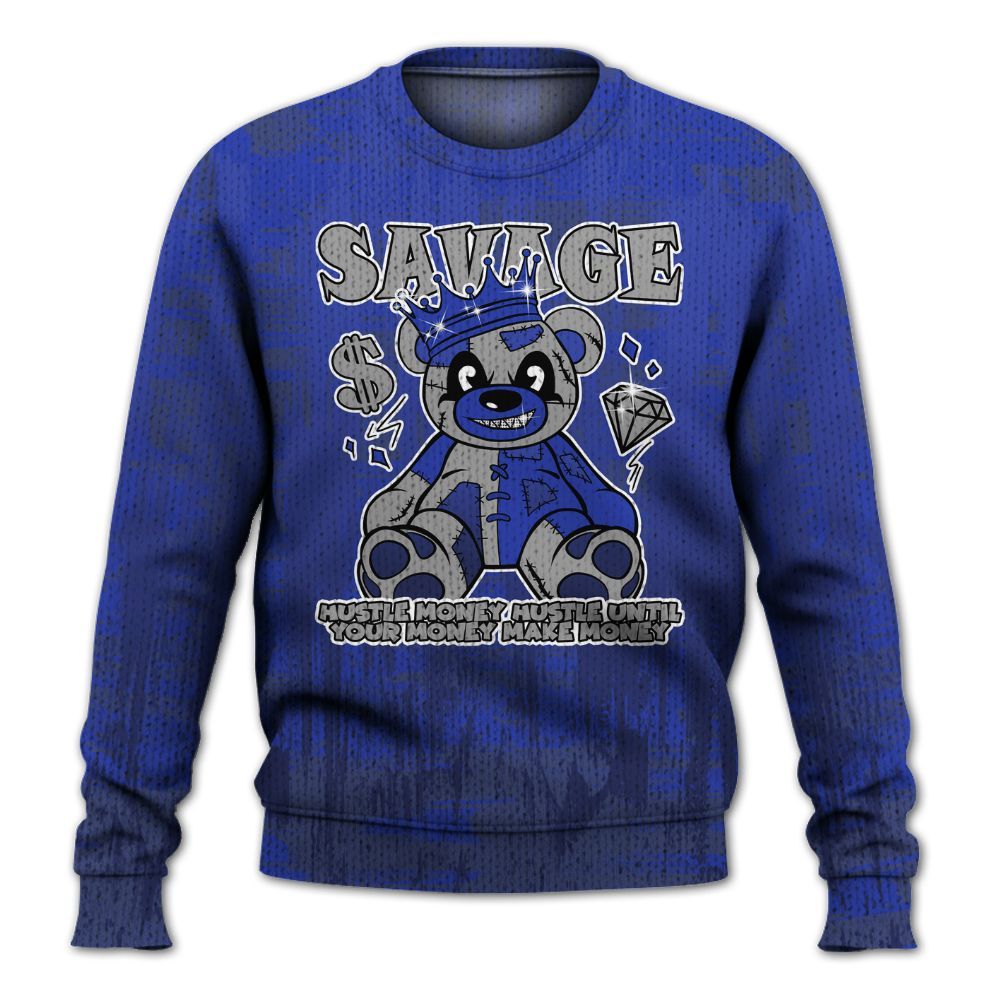 Knitted Sweater To Match Air Max Plus Black Racer Blue - Savages Bear Glitch Art